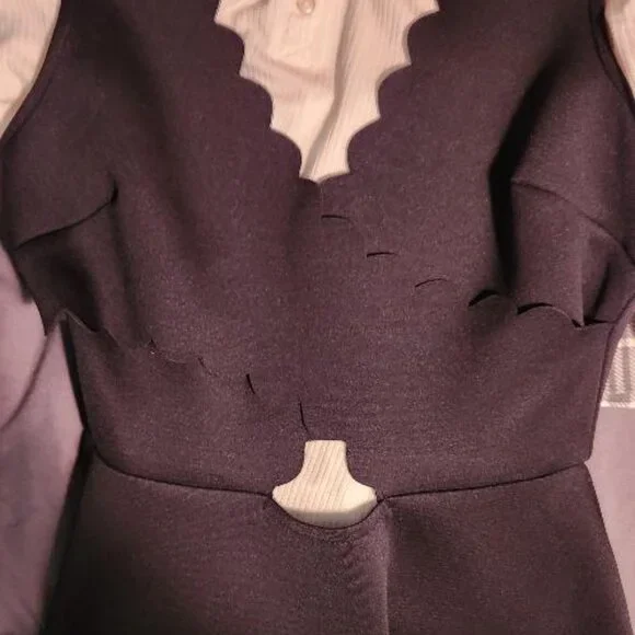 Aqua Black Scalloped V-neck Mini Dress XS - Picture 5 of 6